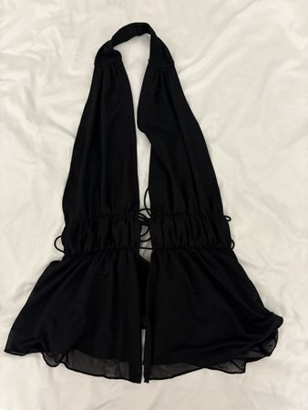 Sommerliches schwarzes Kleid im Boho-Stil, Gr. S-M