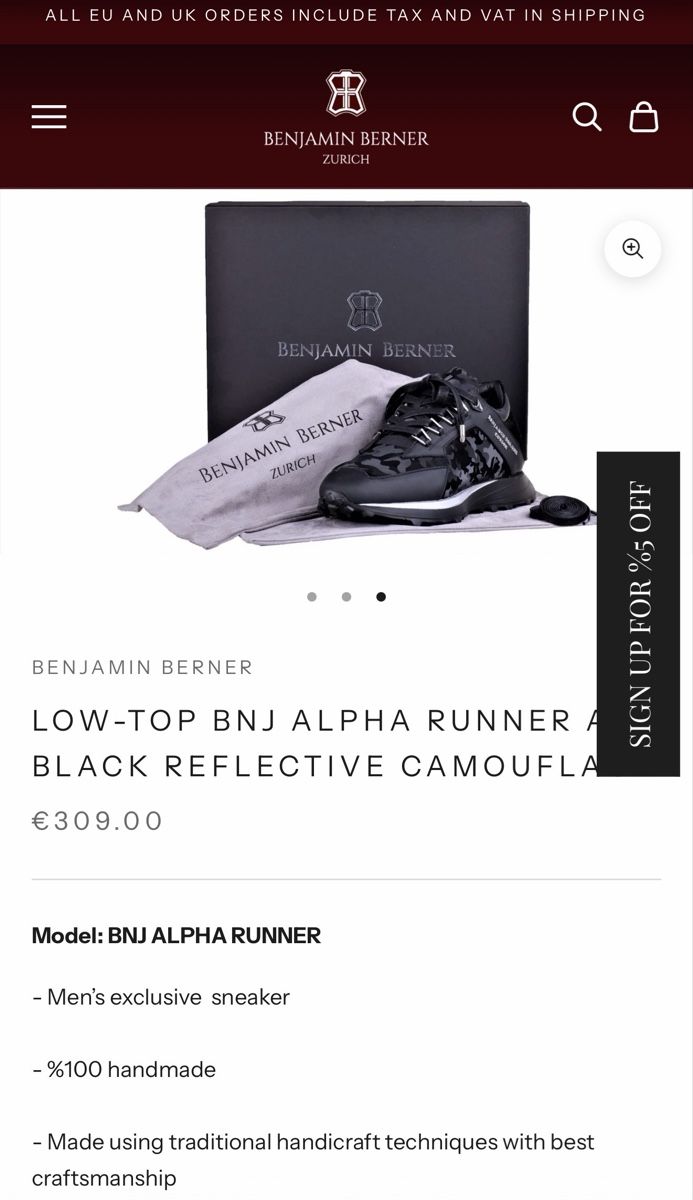 Benjamin Berner Zürich – BNJ Alpha Runner Sneakers (Neuf avec emballage ...