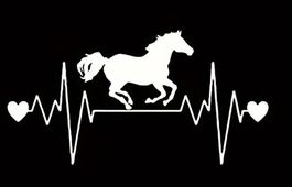 Sticker Herzschlag mit Pferd (weiss)
