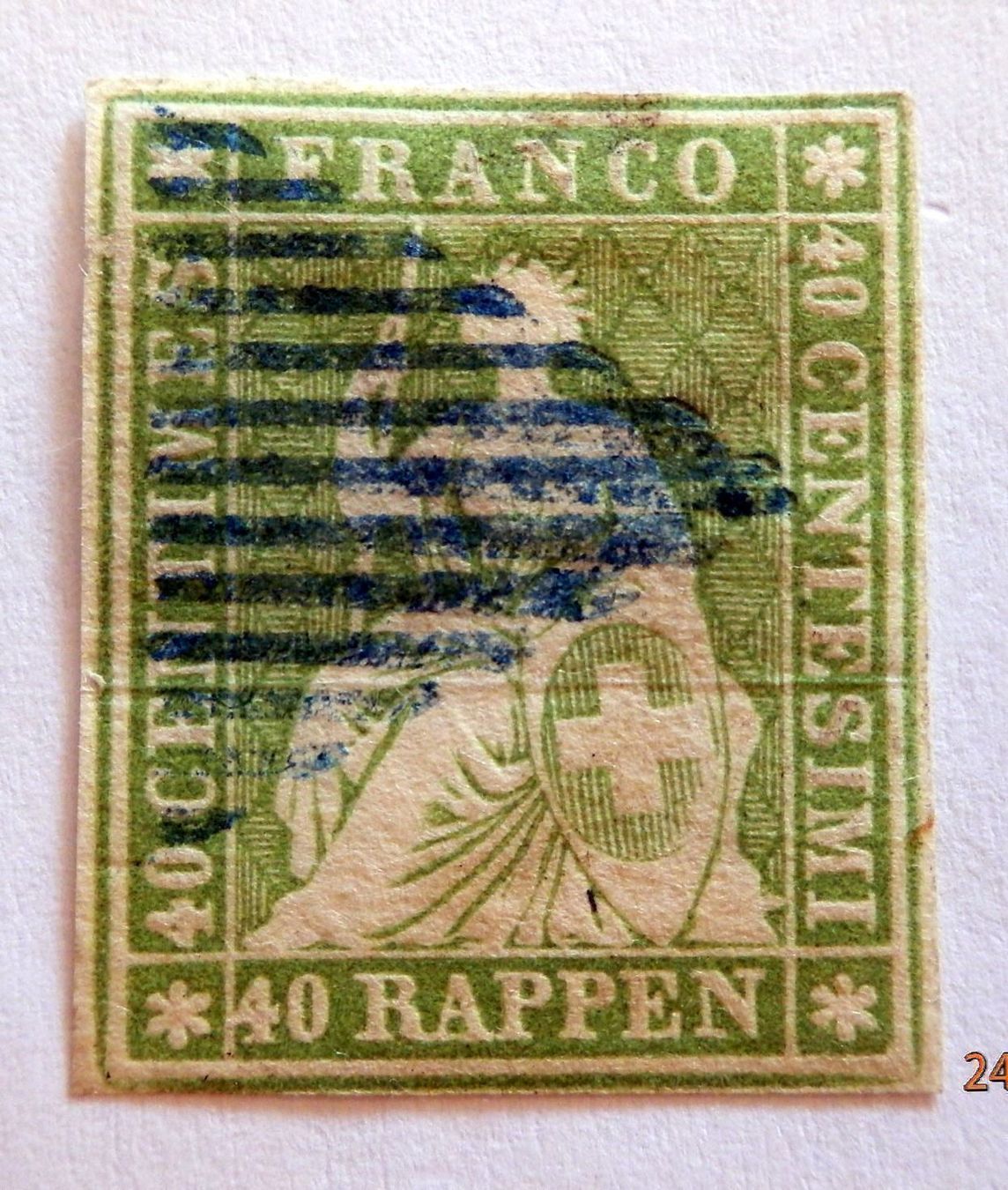 Alle Briefmarken: ZNr.26A3, Strubel, blaue eidg. Raute – Gebraucht aus Ueberstorf von dinbau