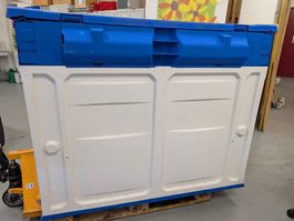 Gartenschrank -Kunststoff, blau/weiss, 150x108x75cm