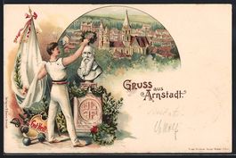 Litho Arnstadt, Turner krönt eine Büst