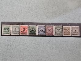 Allemagne 1923 – Série de 10 timbres Hyperinflation Weimar 