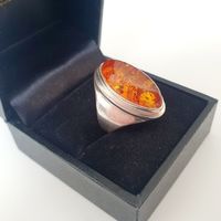 Bernstein Ring Silber 925 Vintage Grösse 16mm Rarität