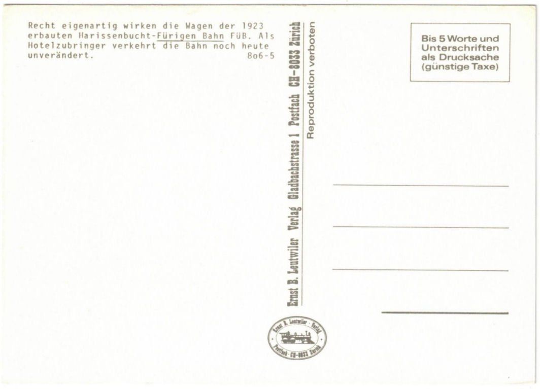 Cartoline postali: Fürigen - Standseilbahn – Usato da Binningen venduto da Mountainrider 1