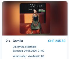 2× Tickets Camilo's Concert Zürich