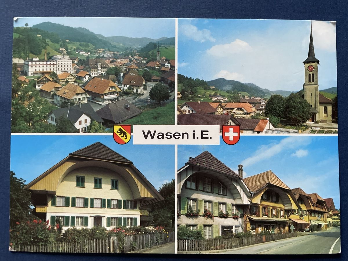 Cartoline postali: Wasen i.E. - Ältere Ansichtskarte mit Dorfansichten. – Usato da Neuhausen am Rheinfall venduto da Arielle55