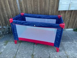 Reisebett Kinderbett faltbar blau-rot guter Zustand