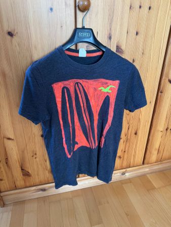 Hollister T-Shirt dunkelgrau mit Surf Print Grösse L