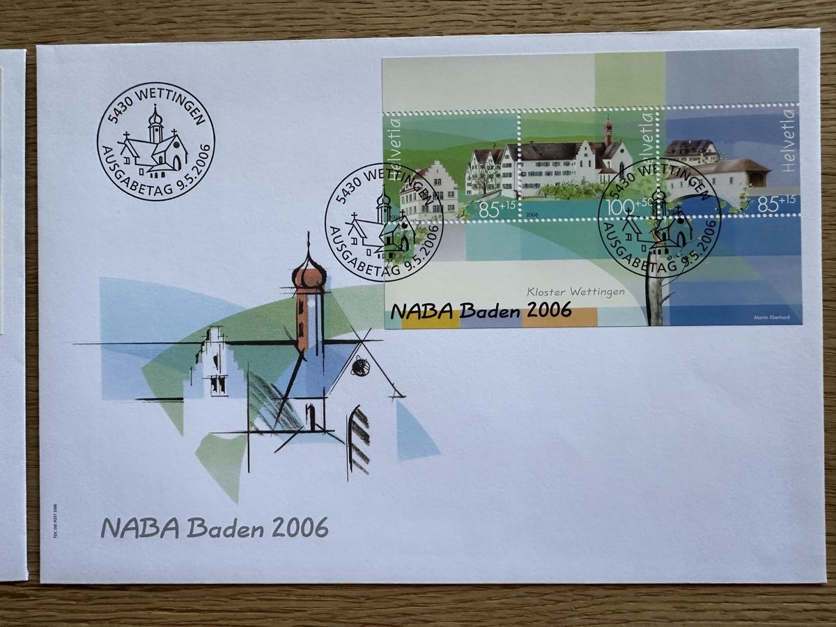 Tutti i francobolli: Schweiz - 2006 Naba Baden FDC Kleinbogen – Usato da Schmitten / FR venduto da Samsara169 2