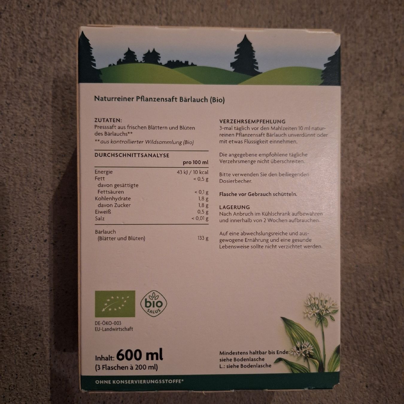 Lebensmittel & Spezialitäten: Schönenberger Bärlauchsaft 3x200ml – Neu und originalverpackt aus Schübelbach von rab02 1