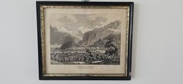 Antiker Stich "Ansicht der Jungfrau" (19. Jh.) – Gerahmt in 