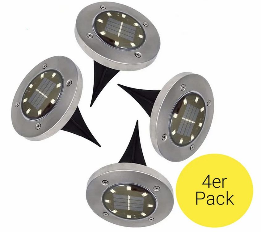 LED Solar Bodenlampen Inox / Garten Outdoor/4 Sets, Neu! 5