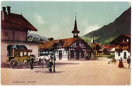 BE 293 ZWEISIMMEN Bahnhof Postkutsche