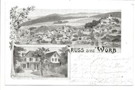 Gruss aus Worb (BE) 2 Bilder - Haushaltungsschule - 1901