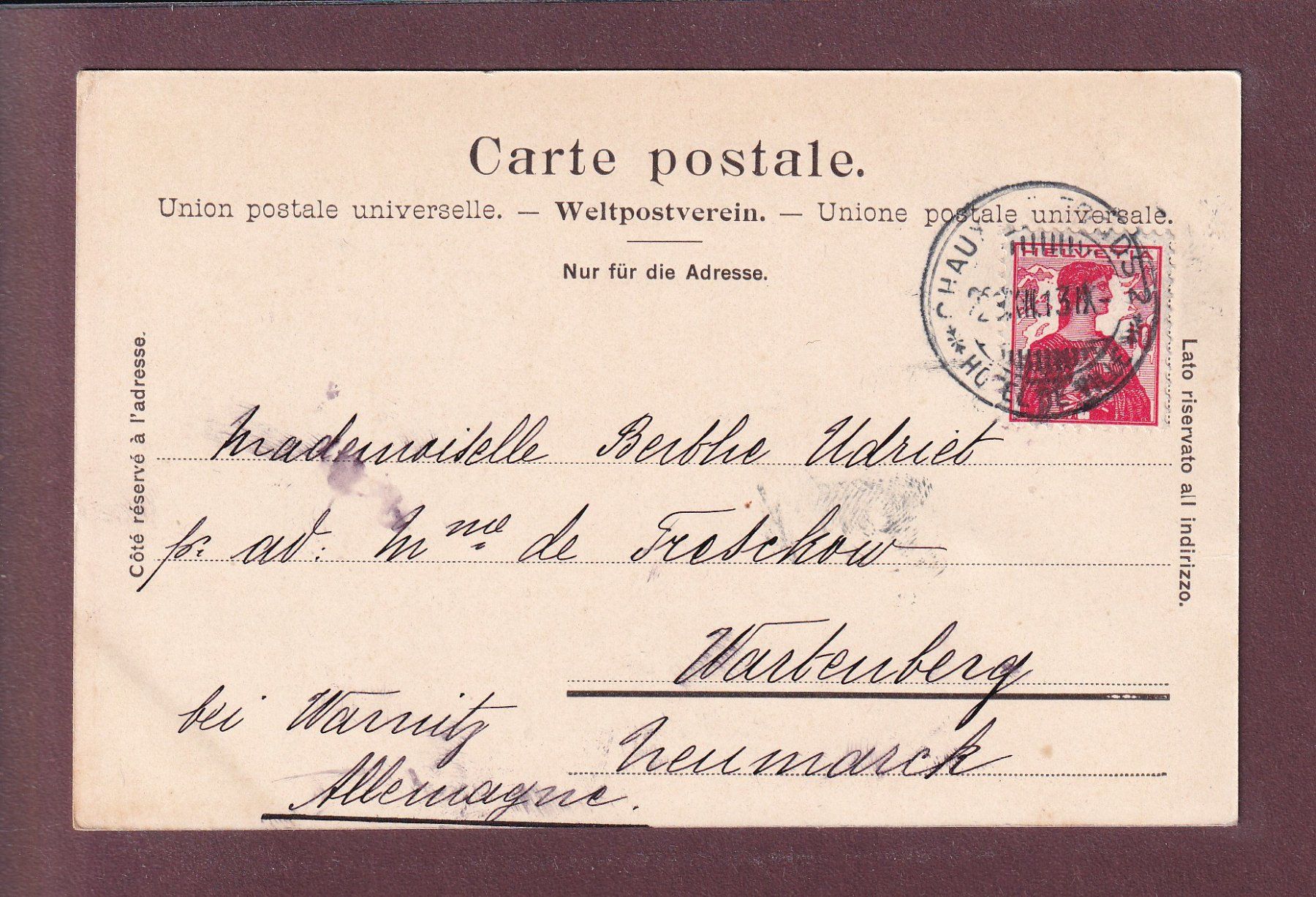 Ansichtskarten: SAAS-FEE - Hoheneggen - 1913 – Gebraucht aus Pully von nicecards 1