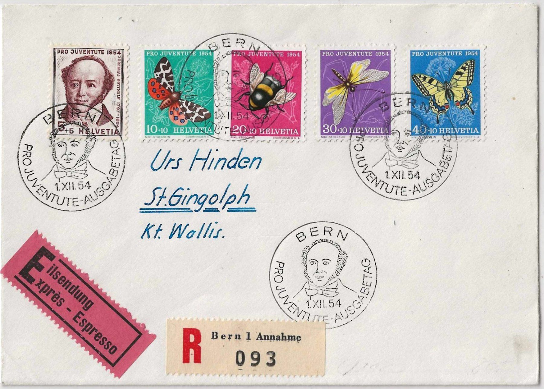 Alle Briefmarken: FDC Pro Juventute 1954 – Gebraucht aus Zürich von Philacat11