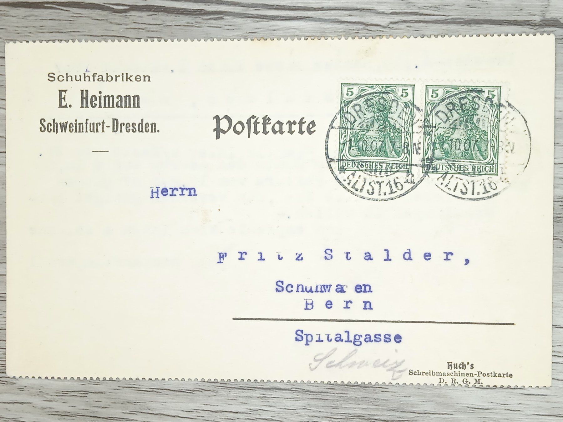 Alle Briefmarken: TR13 Carte Postale + Timbre Allemagne 1907 – Gebraucht aus Cousset von Patrick_Collections