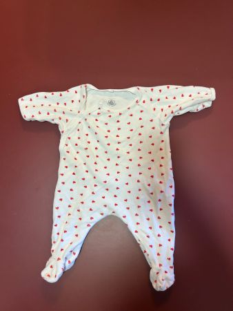 Petit Bateau Baby Sleepsuit Hearts Used Size 1m 54cm