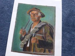 Original Kreide-Bild,E.Staffung,1922,Bergsteiger,Widmung!