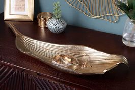 Handgefertigte Deko Schale LEAF 65cm gold Alumini