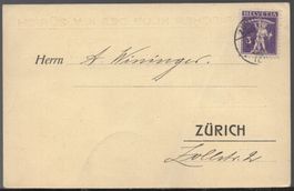 ZÜRICH, 2.VI.17  ZNr. 124   Zudruck     Einladung