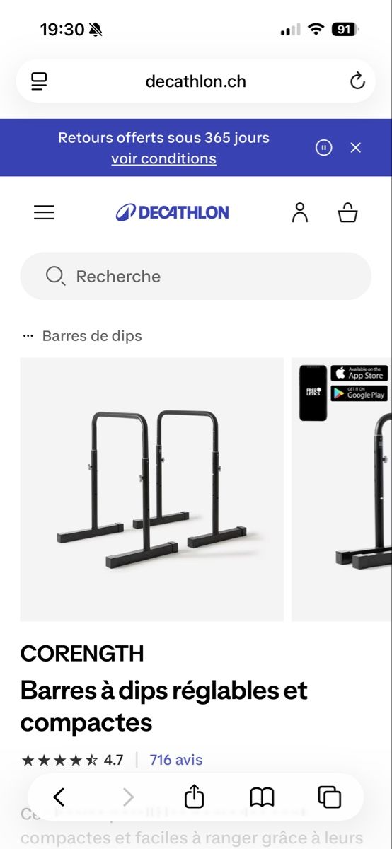 Decathlon Vélos d'appartement: Barres dips decathlon  – D'occasion à Neuchâtel par Lucas.500 2