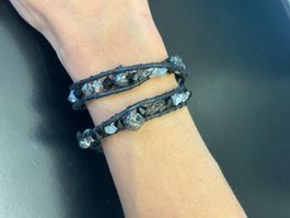 Swarovski Armband Handgeknüpft Totenkopf Skull (Einzelstück)