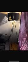 Stehlampe / Tripod-Lampe schwarz mit Lochmuster 