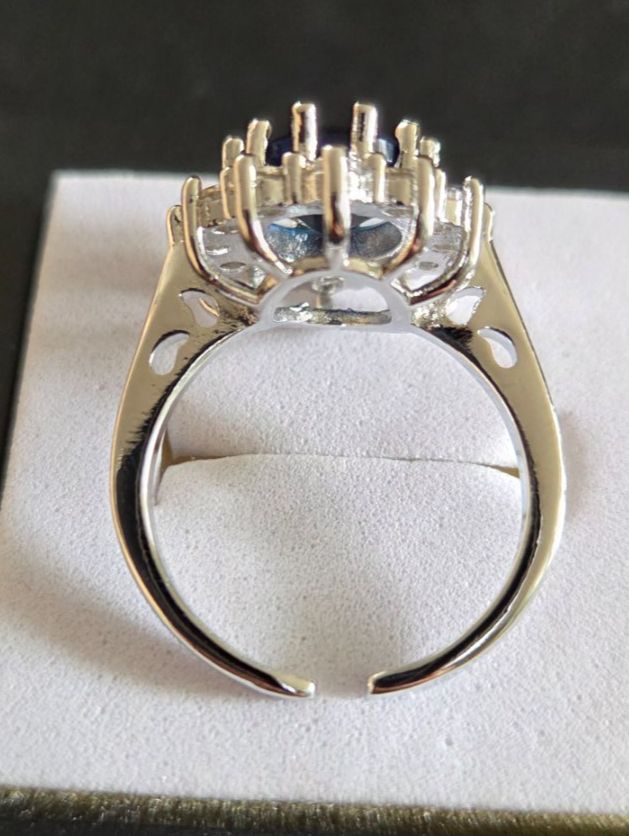 Anelli: Bague Argent 925 avec Saphir synth.bleu, taille ajustable 55 – Nuovo e nell'imballaggio originale da Neuchâtel venduto da golden02 2