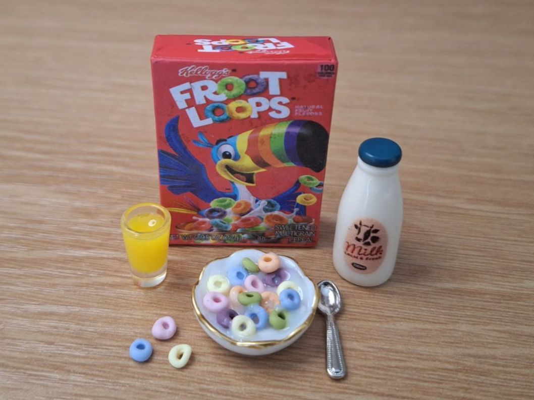 Case e mobili per bambole: Handmade Froot Loops Frühstück Set, Auch für Maileg – Nuovo (secondo la descrizione) da Zürich venduto da HandmadeTinyFood 2