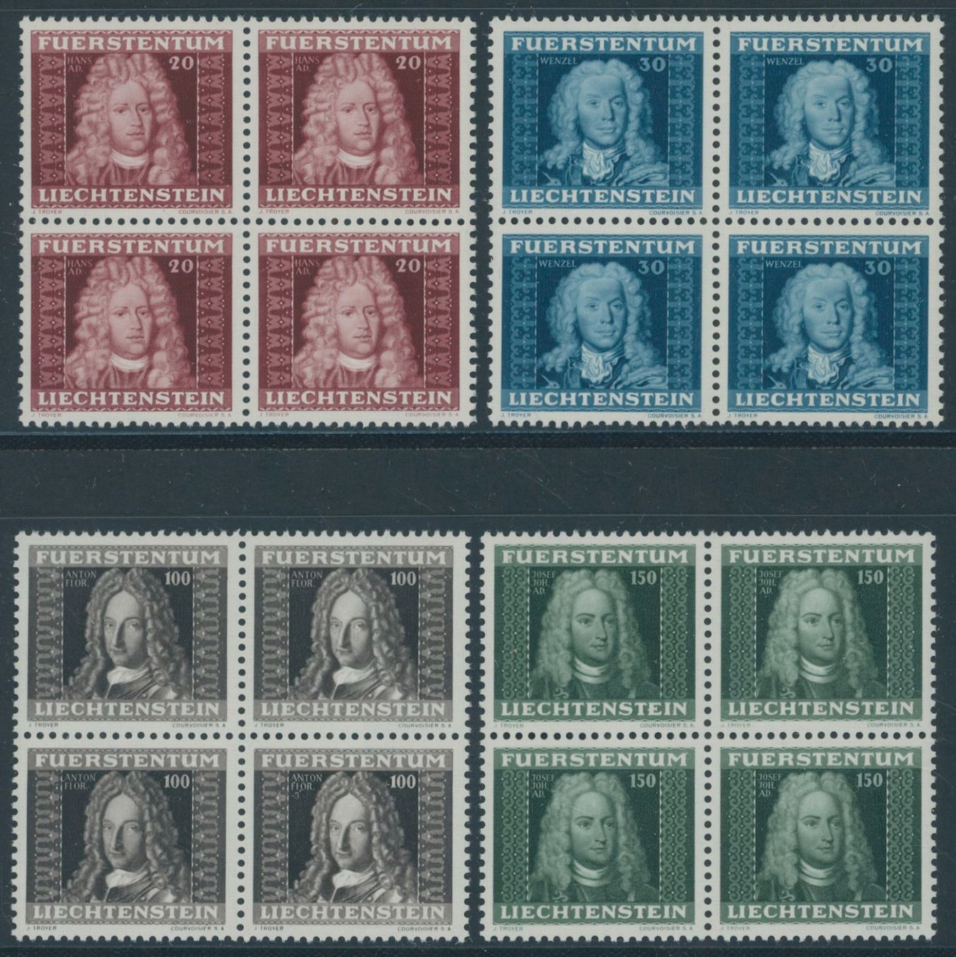 Tutti i francobolli: FL - 1941 - Fürsten I - Viererblock - postfrisch ** – Nuovo (secondo la descrizione) da Schindellegi venduto da leecollect