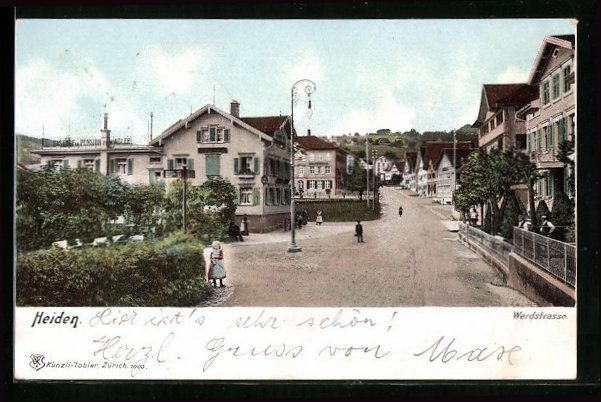 Cartoline postali: AK Heiden, Werdstrasse mit Anwohnern – Usato da Berlin venduto da bartko-reher