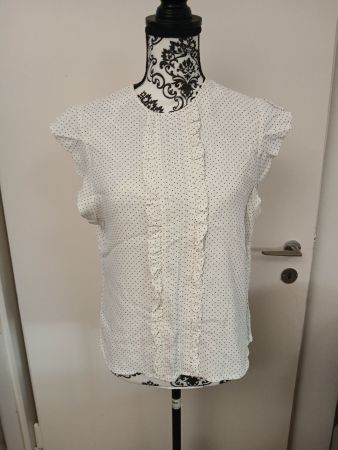 ZARA Elegante Damenbluse weiss mit Punkten, Gr. M