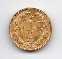 (2066) CH, 20 Franken 1892, Helvetia, top stgl