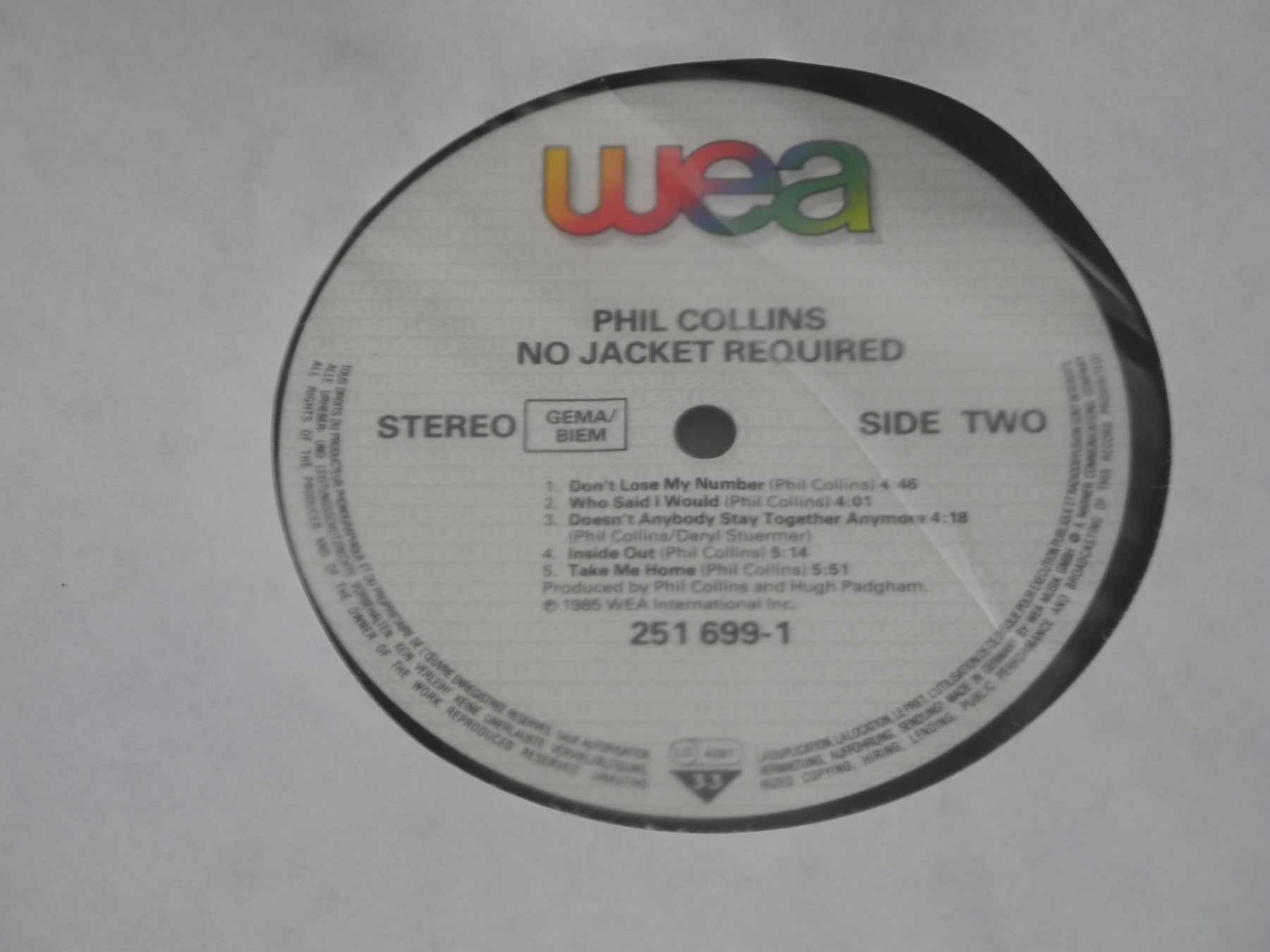 Dischi in vinile: PHIL COLLINS: NO JACKET REQUIRED - WEA – Nuovo (secondo la descrizione) da Fahrwangen venduto da Swirl2 3