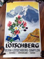 Werbeplakat Lötschbergbahn Schweiz alt Druck