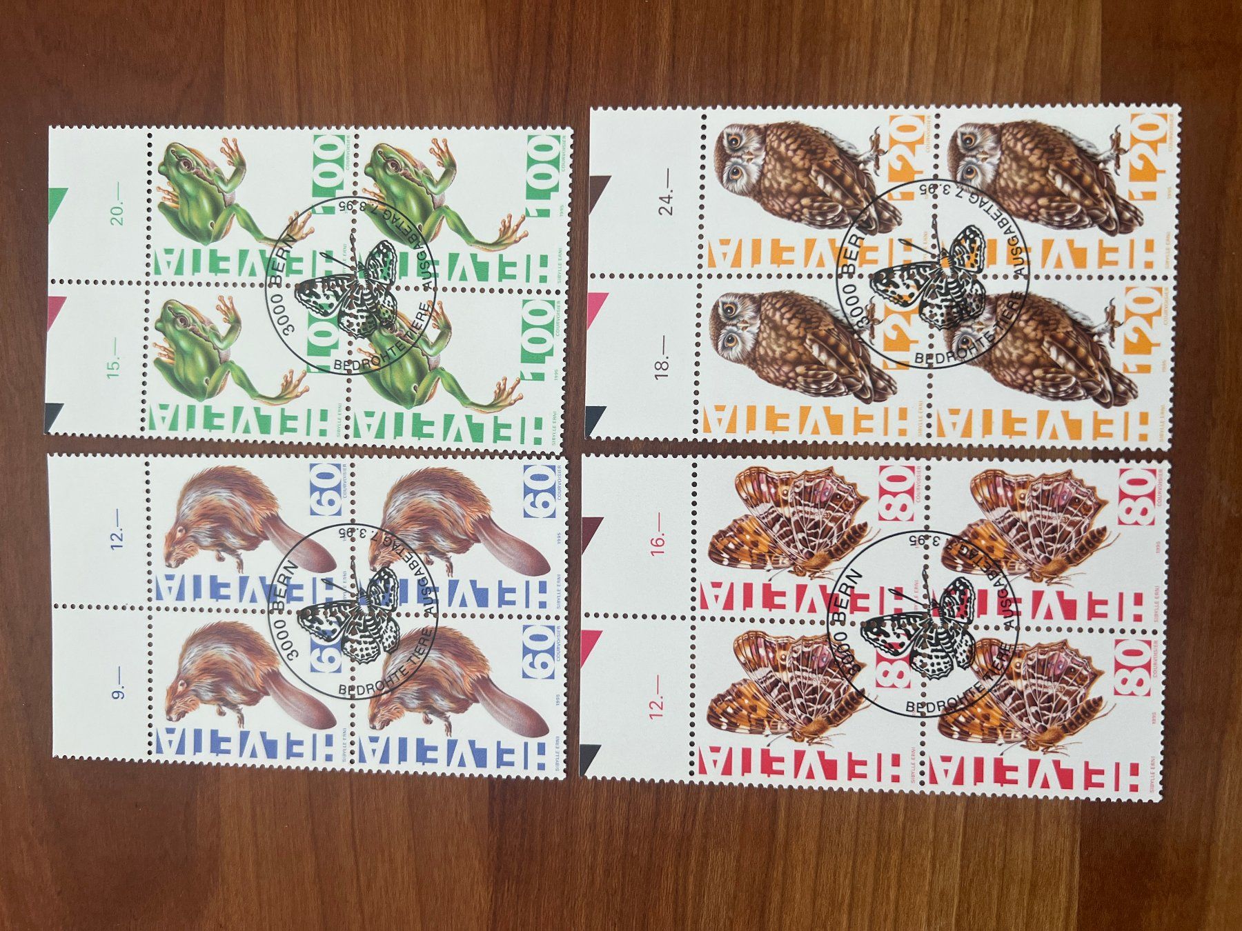 Tutti i francobolli: 1995   CH Erstag gest.Viererblock mit Tab  (K183) – Usato da Hinwil venduto da Sidi4