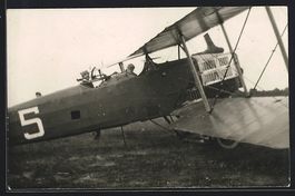 Foto-AK Zwei Piloten in einem Doppeldeck