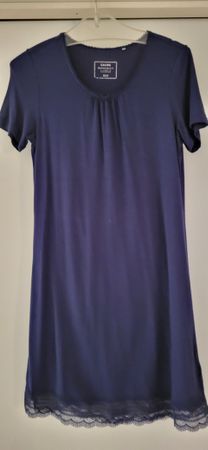 CALIDA Damen Nachthemd Gr. XXS Dunkelblau Spitze Baumwolle