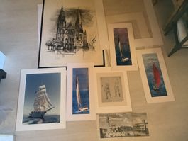 Lot de 7 reproductions marines et architecturales
