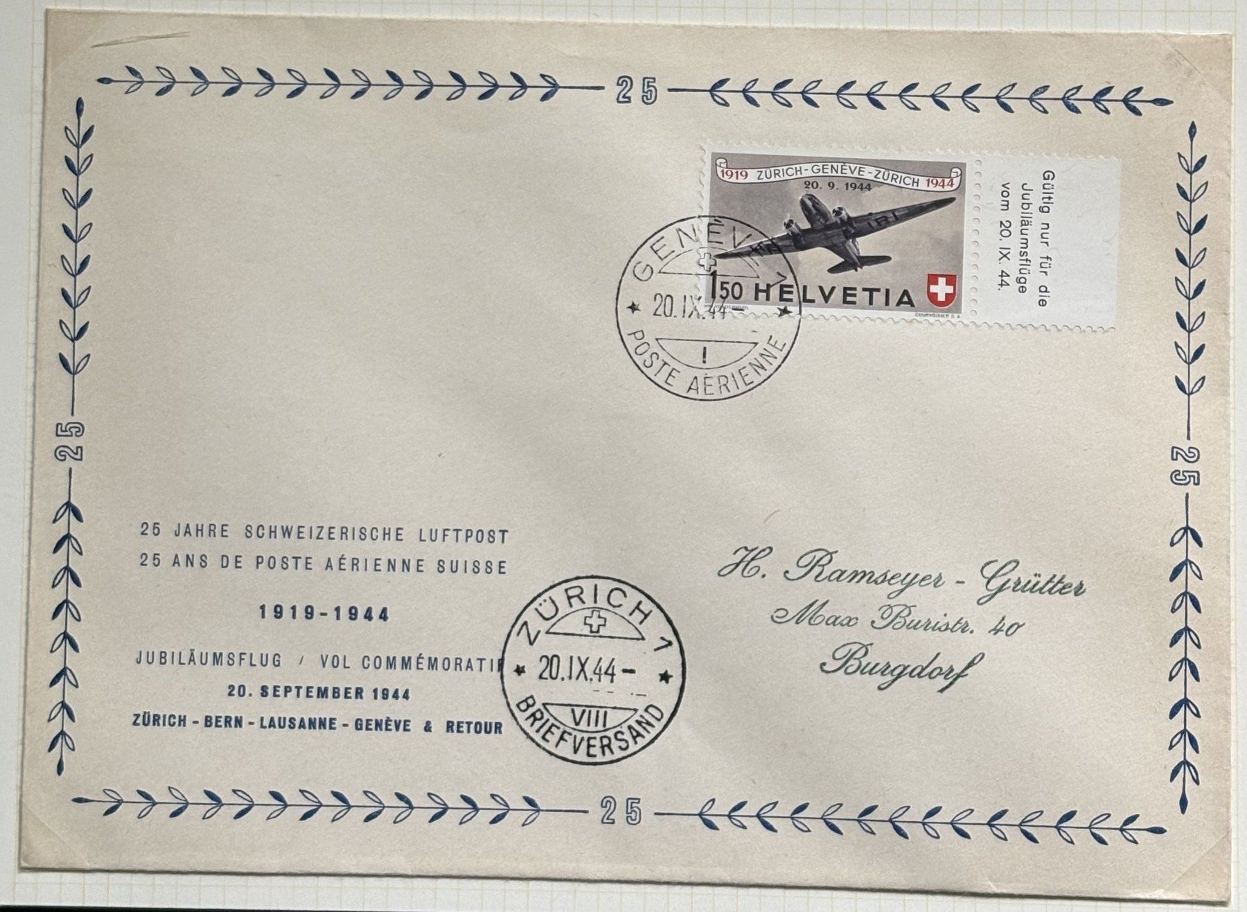 Tutti i francobolli: FLUGPOST BRIEFMARKEN – Usato da Ostermundigen venduto da Heavenmaus75 2