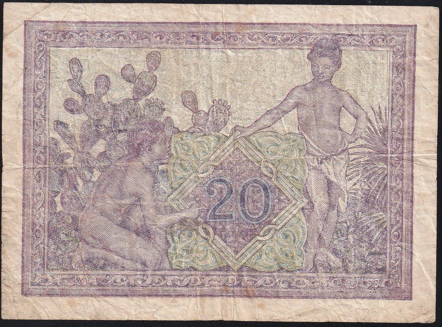Banknoten: Tunesien 20 Francs 1945 – Gebraucht aus Brugg AG von banknoten_muesli 1