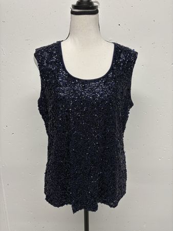 Vera Mont Pailletten Top Gr. 44 elegant festlich blau