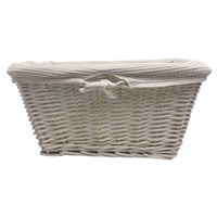 Weisser Aufbewahrungskorb mit Stoffeinsatz 38/24/30 cm