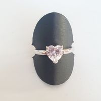 Silber Ring 925  mit Herzschliff-Zirkonia, Gr 20,3 mm