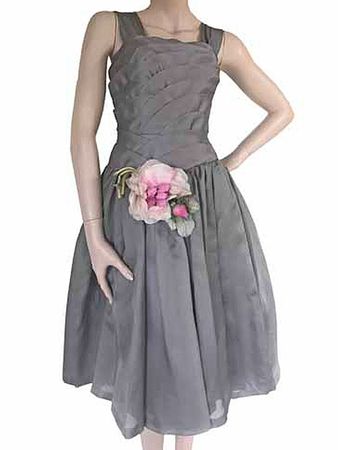 Partykleid Kleid Seide Couture Organza Festkleid Orig. 1950s