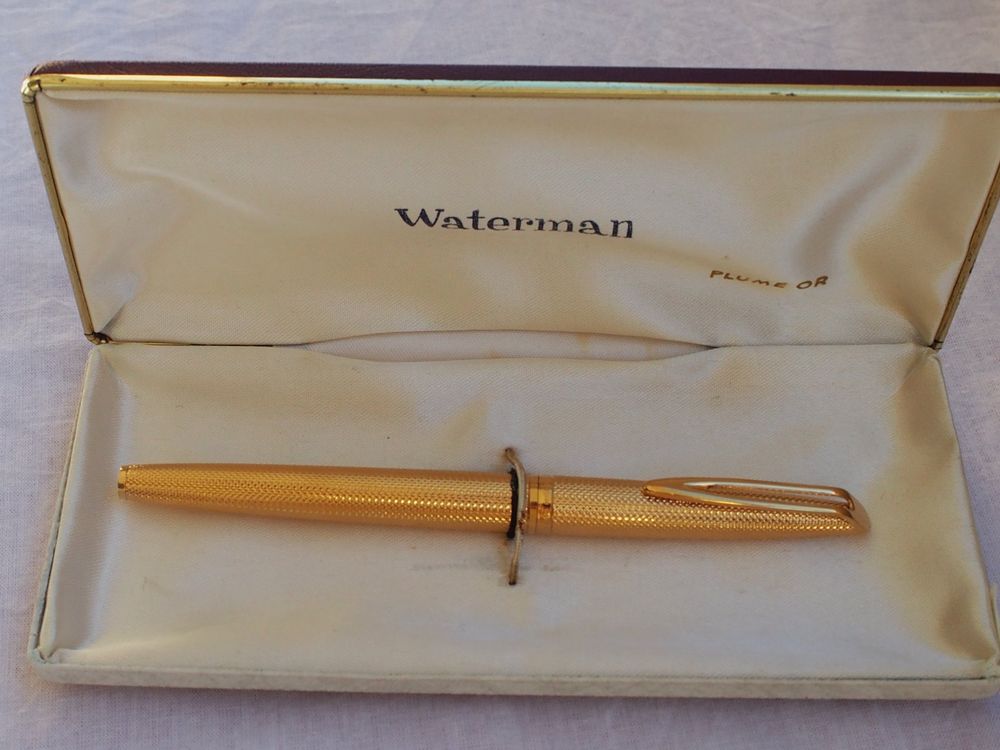 Stylo Roller WATERMAN Gentleman - Plaqué Or Grain D'Orge | Occasion