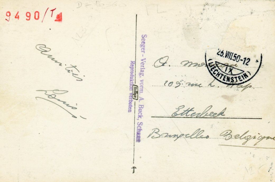 Cartoline postali: Vaduz   FL        um  1950 – Usato da Brig venduto da Valcards54 1