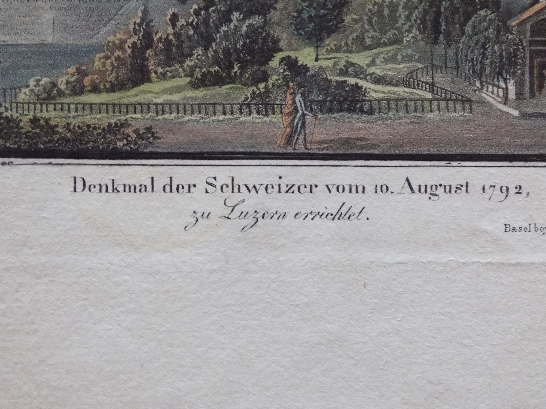 Gravures: Luzern Löwendenkmal koloriert – D'occasion à Risch par Antikfee 2
